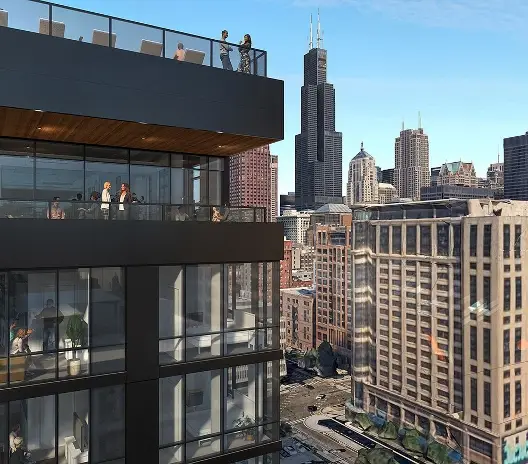 Modern exterior of 626 On The Park near Grant Park